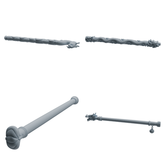 MRY-SFW LYGS413 Dragon Pattern Decorative Staff Weapon Modern Model 4 pcs