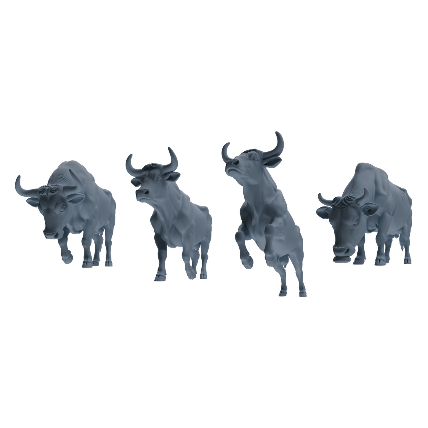 MRY-SFW LYTR837 Bullfight Pose Cattle Model 4 pcs Miniature Car Diorama Figures Scene Props Accessories Resin