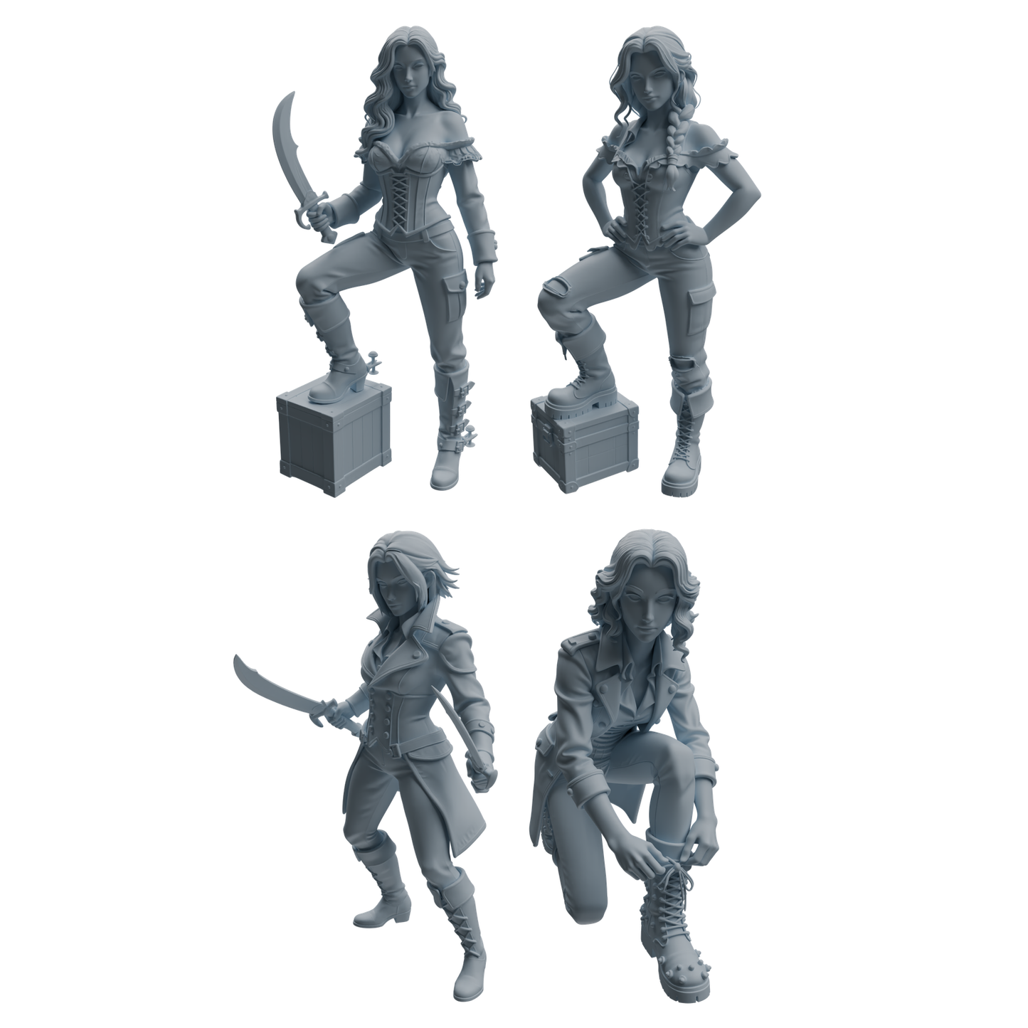 MRY-SFW LYTR1096 Female Pirate Character Modern Model 4 pcs