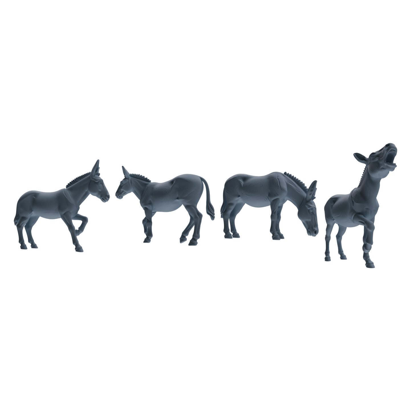 MRY-SFW LYTR842 Farm Donkey Pose Model 4 pcs Miniature Car Diorama Figures Scene Props Accessories Resin