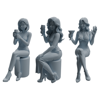 MRY-SFW LYTR936 Bar Counter Drinking Woman Character Modern Model 3 pcs