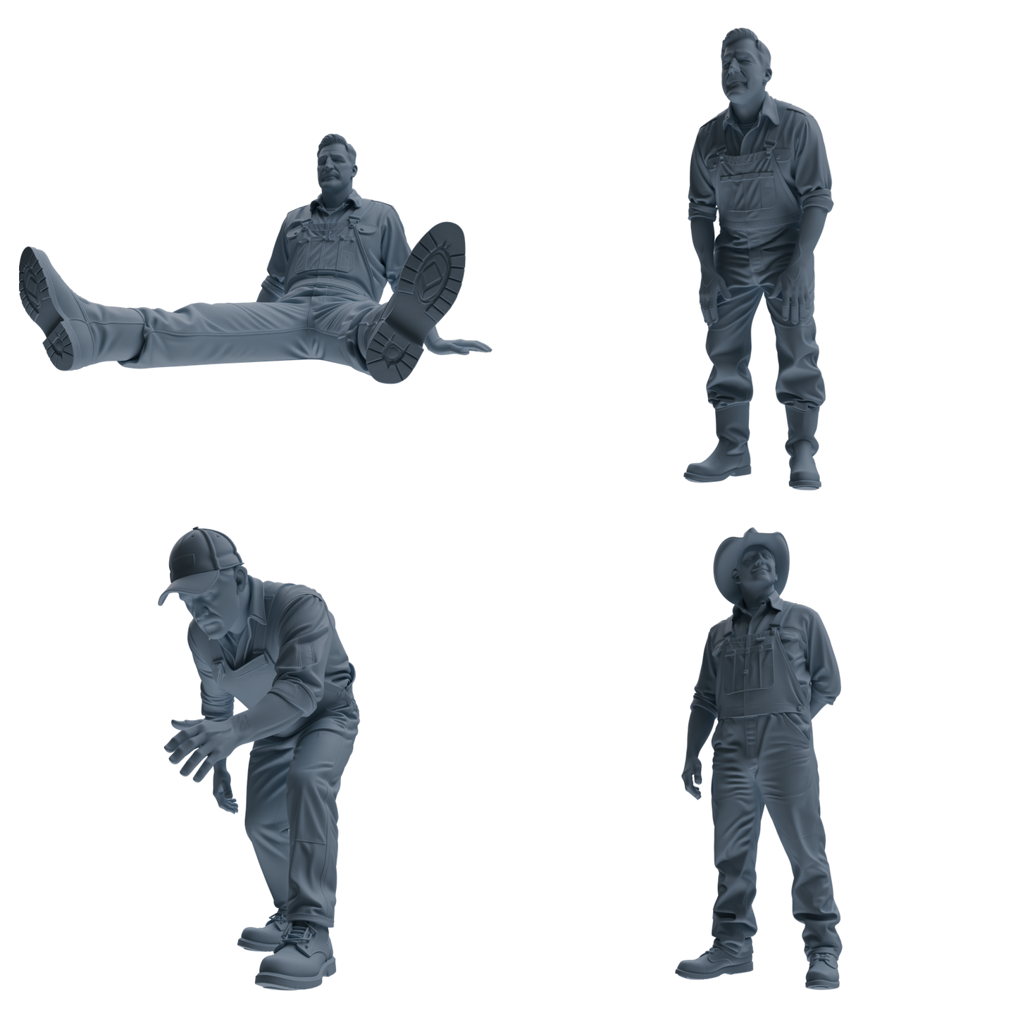 MRY-SFW LYTR917 Farm Worker Man Multi-pose Modern Model 4 pcs