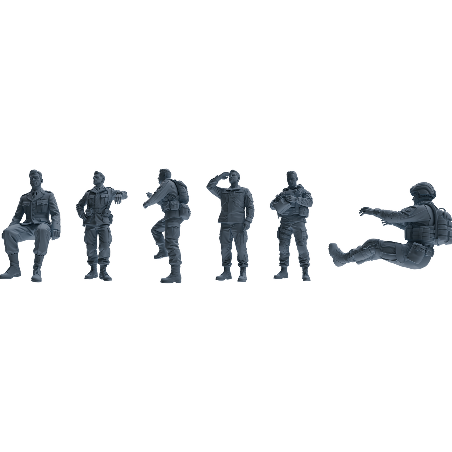 MRY-SFW SSTR182 Miniatures Soldier Model Kit Multi-Purpose Soldier Pose Modern Model 6 pcs