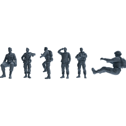 MRY-SFW SSTR182 Miniatures Soldier Model Kit Multi-Purpose Soldier Pose Modern Model 6 pcs
