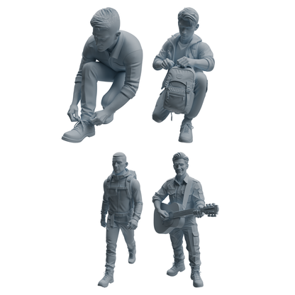 MRY-SFW LYTR1022 Male Camping Preparation Character Modern Model 4 pcs