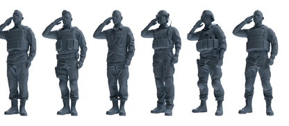 MRY-SFW SSTR029 Miniatures Soldier Model Kit 1993 Mogadishu Black Hawk Helicopter Soldier Saluting Six-Person Group
