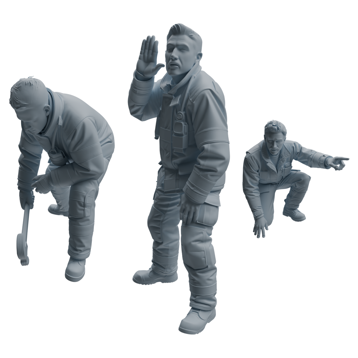 MRY-SFW LYTR1065 Rescue Command Pose Firefighter Character Modern Model 3 pcs