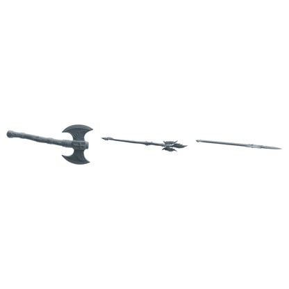 MRY-SFW LYGS438 Cross Pattern Battle Axe and Feather Blade Spear Weapon Modern Model 3 pcs
