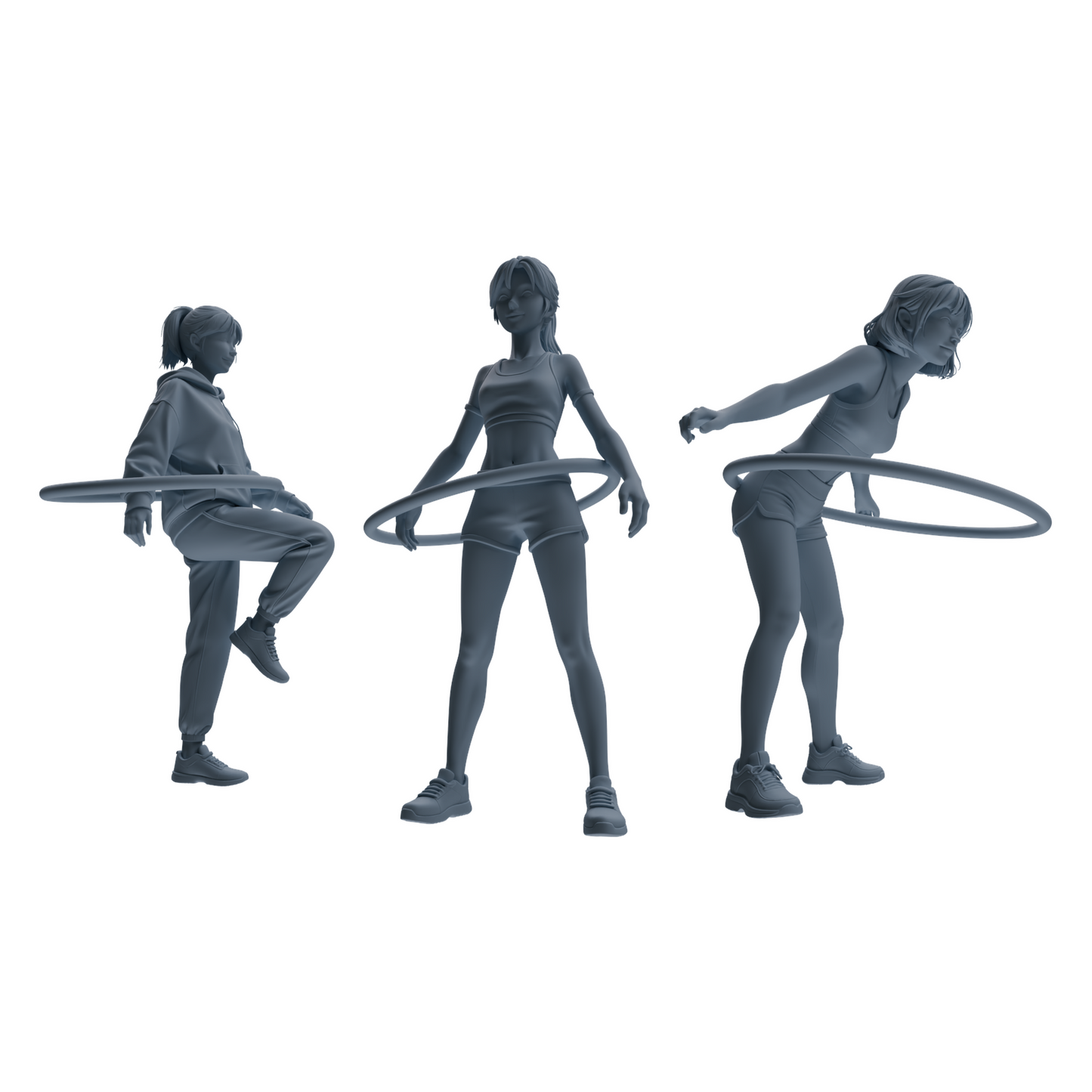MRY-SFW LYTR792 Female Hula Hoop Figure Modern Model 3 pcs Miniature Car Diorama Figures Scene Props Accessories Resin