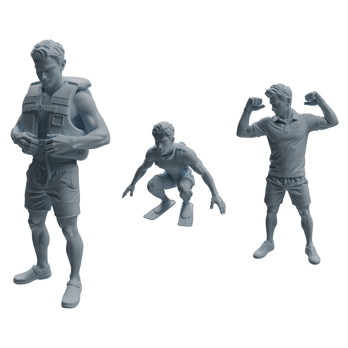 MRY-SFW LYTR1009 Male Lifeguard on Beach Character Modern Model 3 pcs