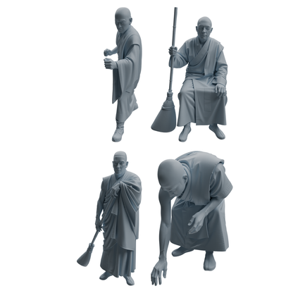 MRY-SFW LYTR1084 Multi-pose Sweeping Monk Character Modern Model 4 pcs