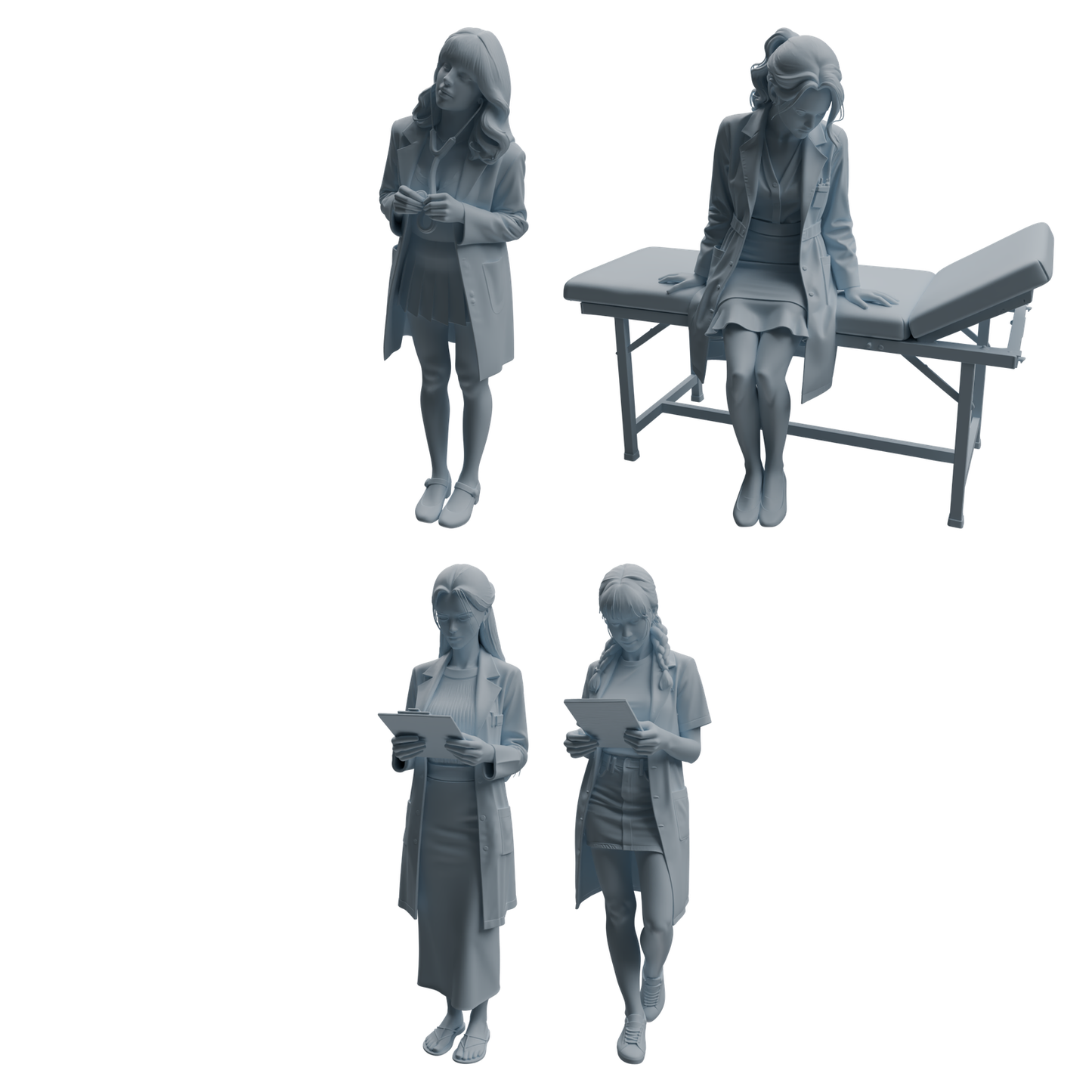 MRY-SFW LYTR1006 Female Doctor in Clinic Scene Character Modern Model 4 pcs