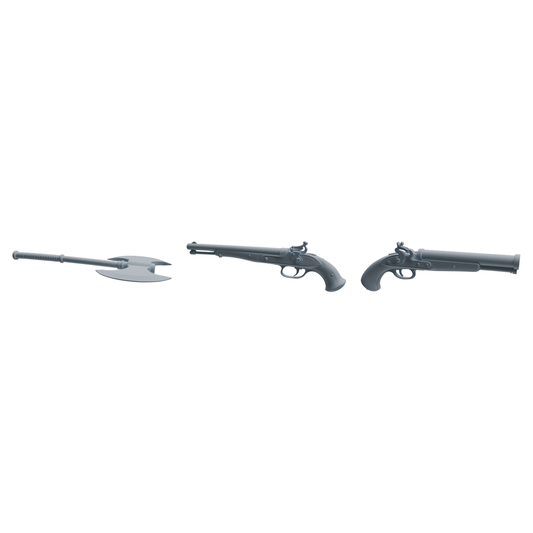 MRY-SFW LYGS442 Battle Axe and Vintage Musket Weapon Modern Model 3 pcs