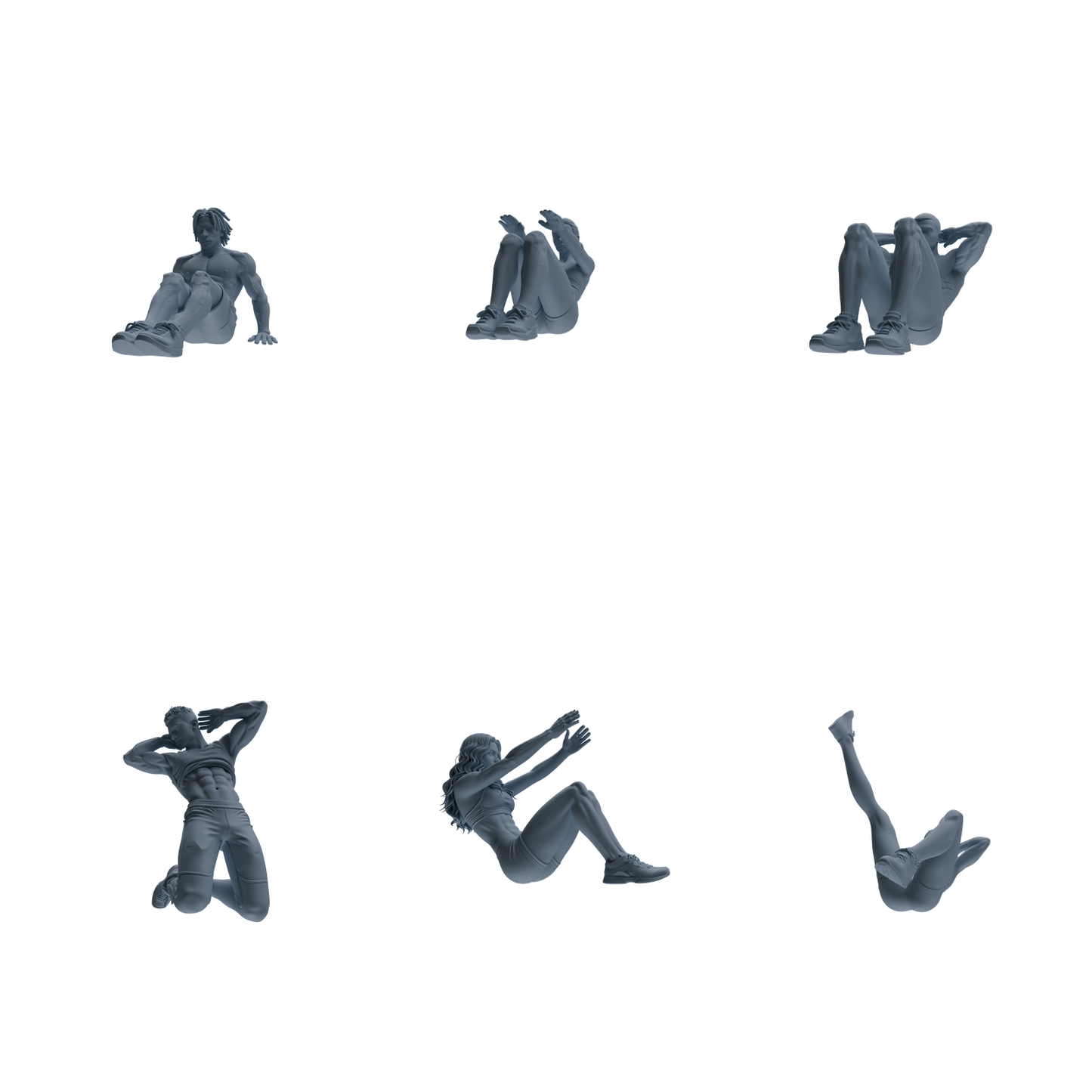 MRY-SFW LYTR833 Sit-ups Fitness Figure Modern Model 6 pcs Miniature Car Diorama Figures Scene Props Accessories Resin