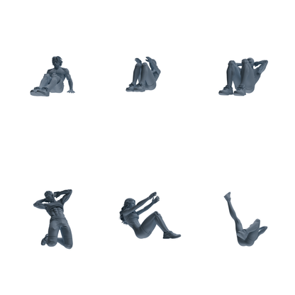 MRY-SFW LYTR833 Sit-ups Fitness Figure Modern Model 6 pcs Miniature Car Diorama Figures Scene Props Accessories Resin