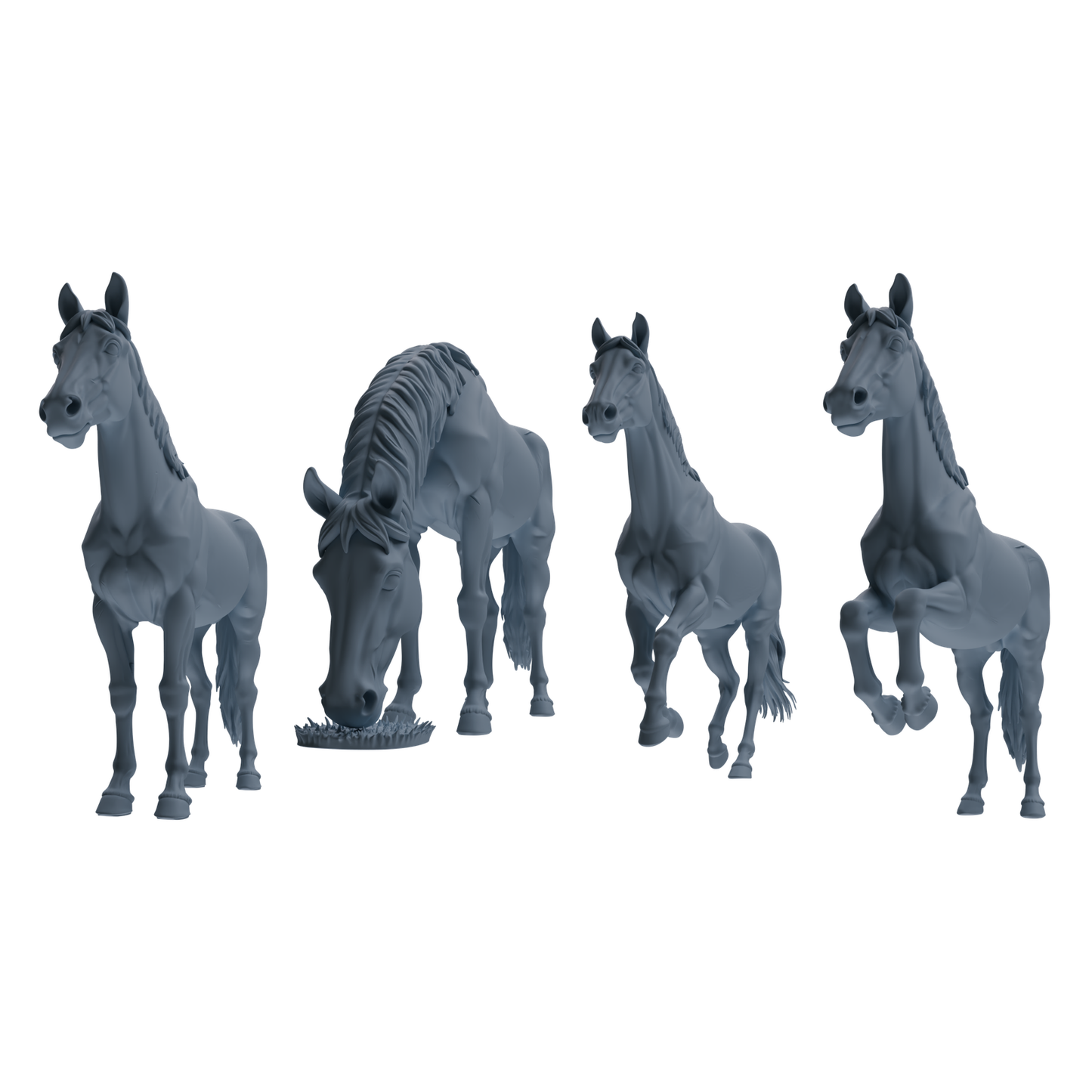 MRY-SFW LYTR843 Farm Horse Pose Model 4 pcs Miniature Car Diorama Figures Scene Props Accessories Resin
