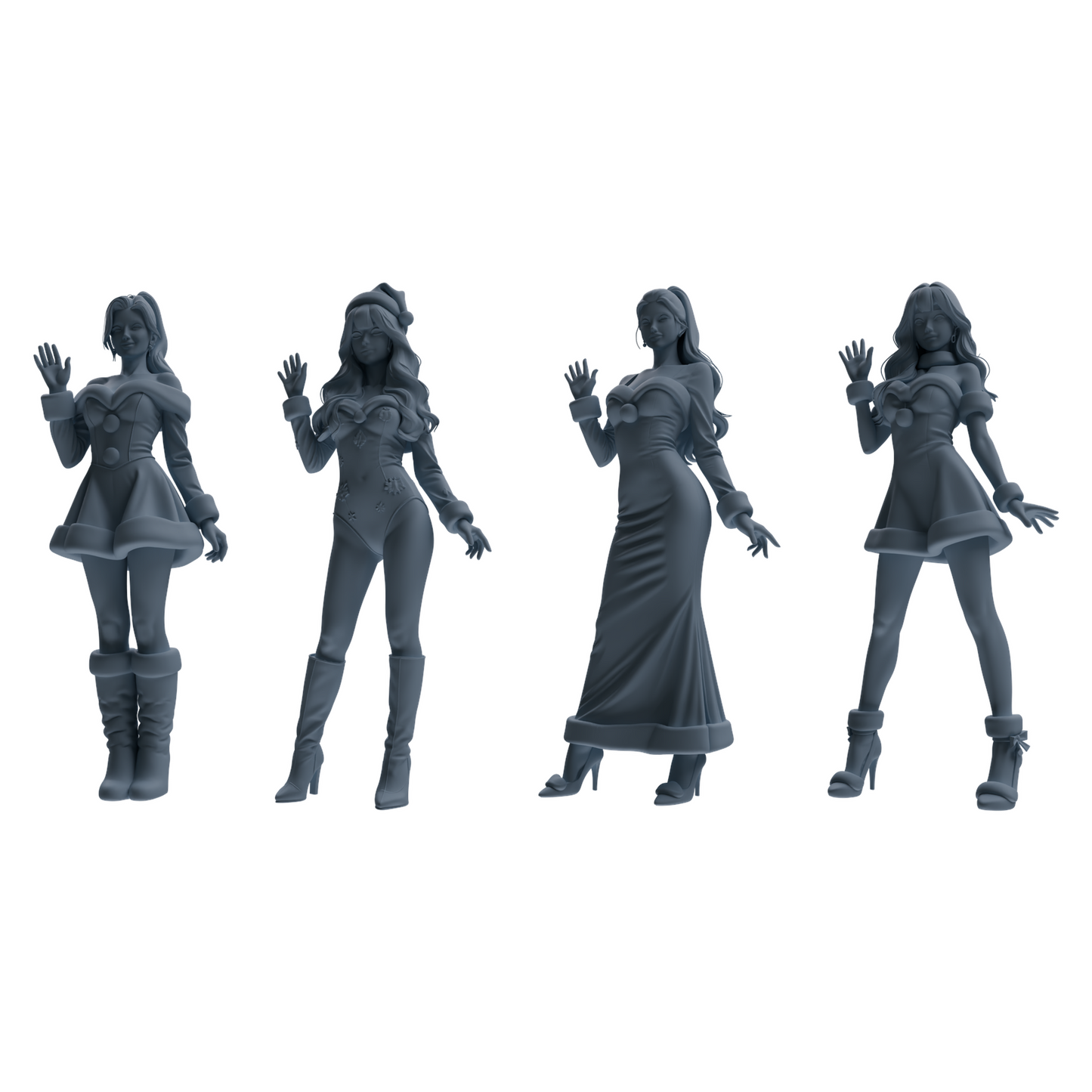 MRY-SFW LYTR880 Christmas Themed Girl Figure Modern Model 4 pcs