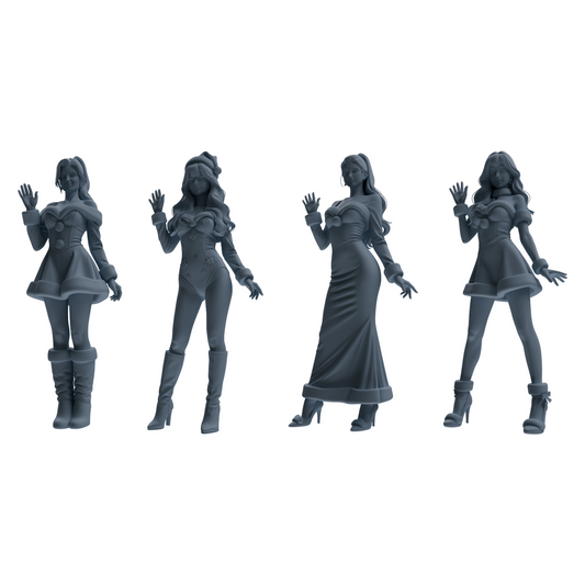 MRY-SFW LYTR880 Christmas Themed Girl Figure Modern Model 4 pcs
