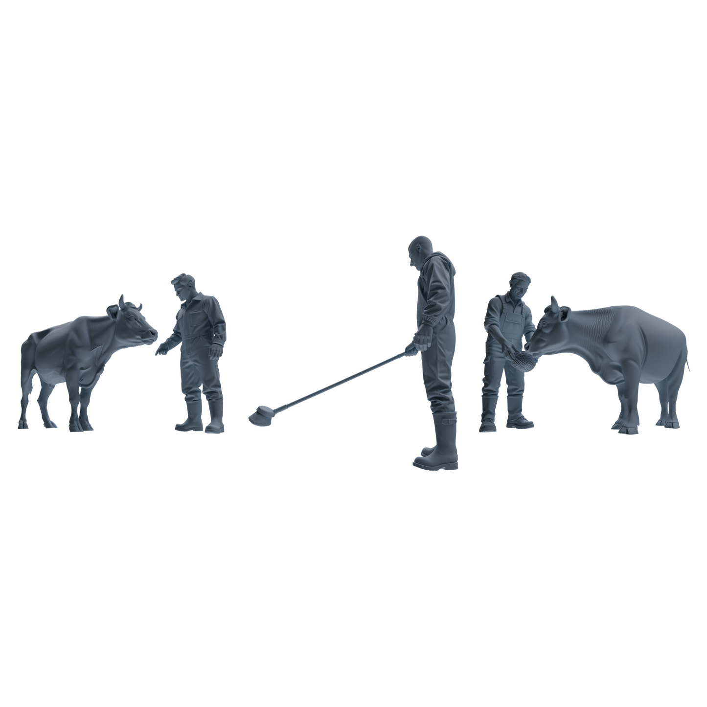 MRY-SFW LYTR914 Farm Worker with Cow Modern Model 3 pcs