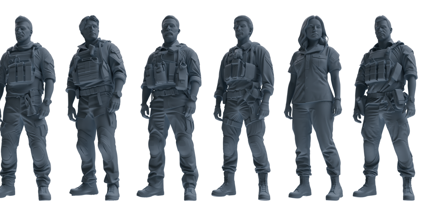 MRY-SFW SSTR025 Miniatures Soldier Model Kit Modern Navy SEAL Six-Person Guard Duty Group