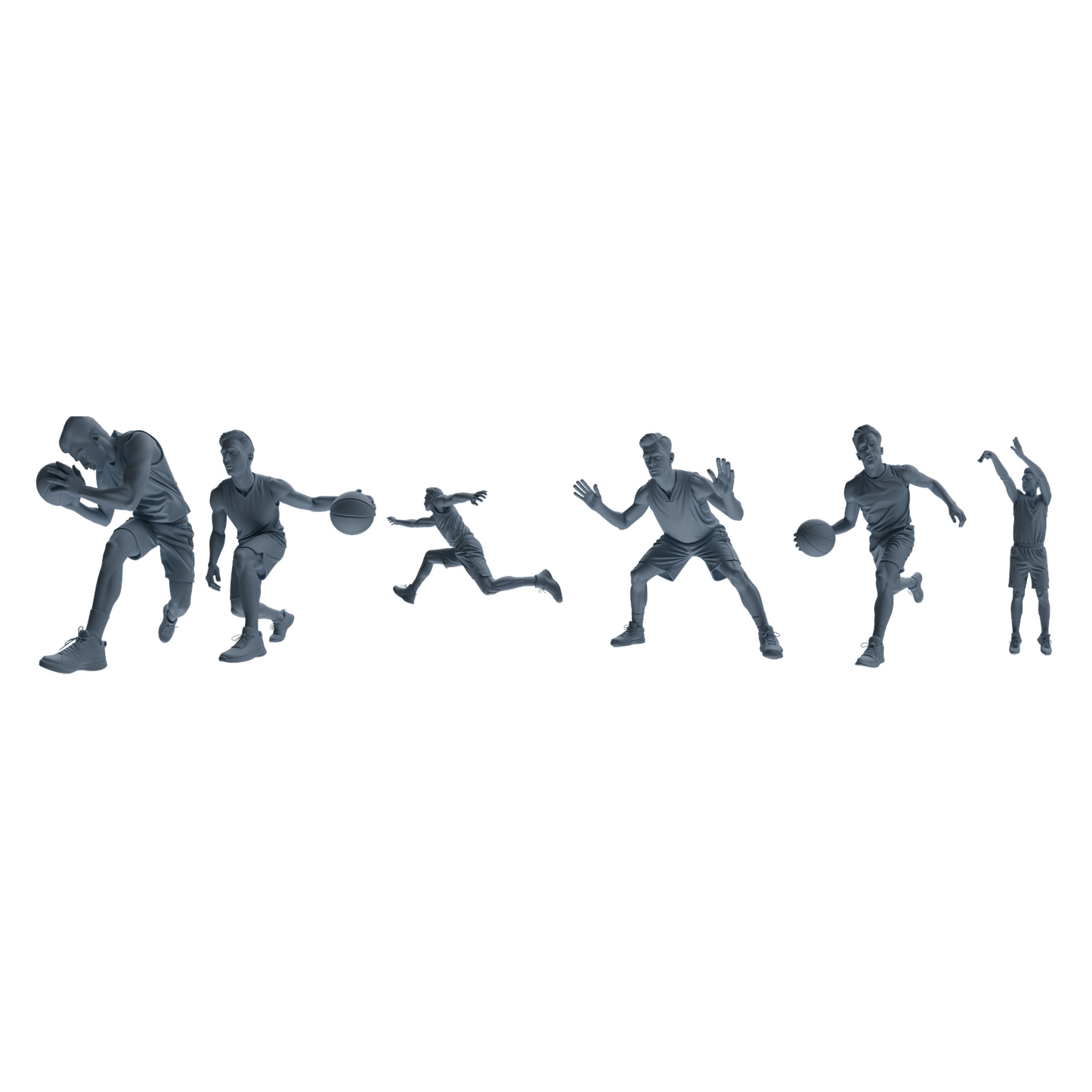 MRY-SFW LYTR806 Male Basketball Player Figure Modern Model 6 pcs Miniature Car Diorama Figures Scene Props Accessories Resin
