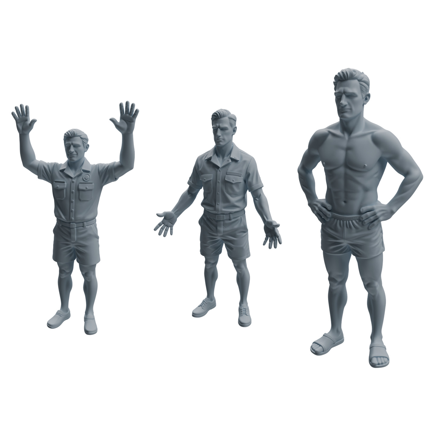 MRY-SFW LYTR1010 Male Lifeguard in Different Poses Character Modern Model 3 pcs
