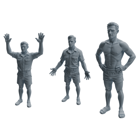 MRY-SFW LYTR1010 Male Lifeguard in Different Poses Character Modern Model 3 pcs