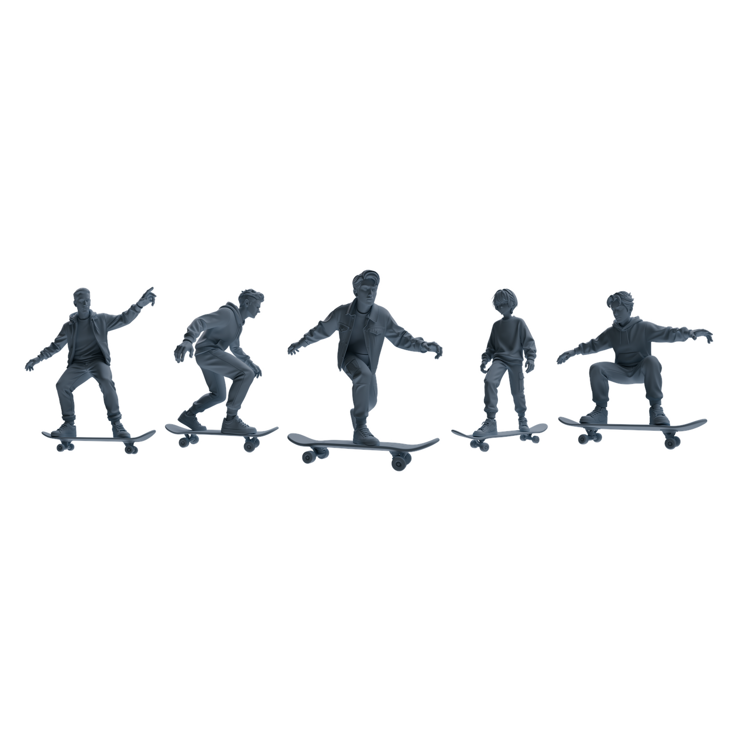 MRY-SFW LYTR800 Skateboard Figure Modern Model 5 pcs Miniature Car Diorama Figures Scene Props Accessories Resin