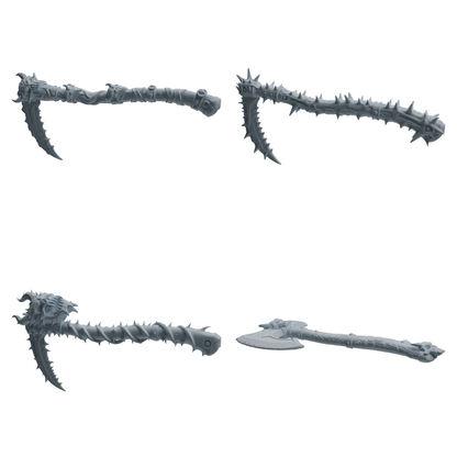 MRY-SFW LYGS421 Spiked Scythe and Axe Weapon Modern Model 4 pcs