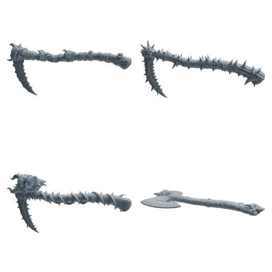MRY-SFW LYGS421 Spiked Scythe and Axe Weapon Modern Model 4 pcs