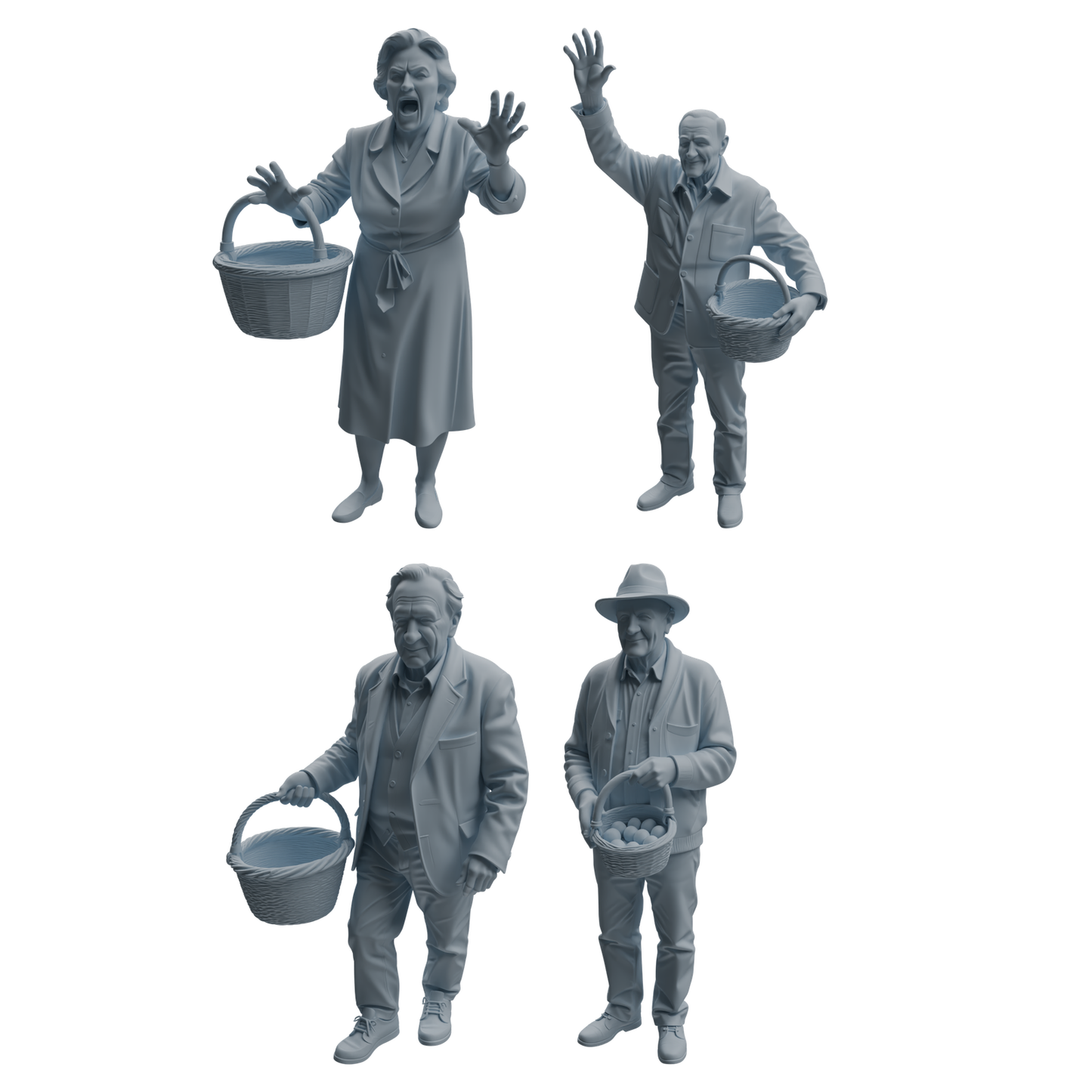 MRY-SFW LYTR994 Elderly with Basket Character Modern Model 4 pcs