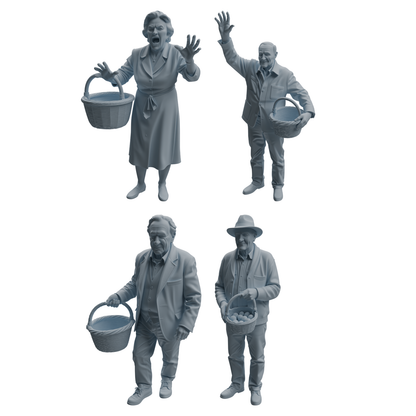 MRY-SFW LYTR994 Elderly with Basket Character Modern Model 4 pcs