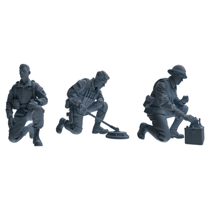 MRY-SFW SSTR186 Miniatures Soldier Model Kit Mine Clearance Engineer Soldier Pose Modern Model 3 pcs