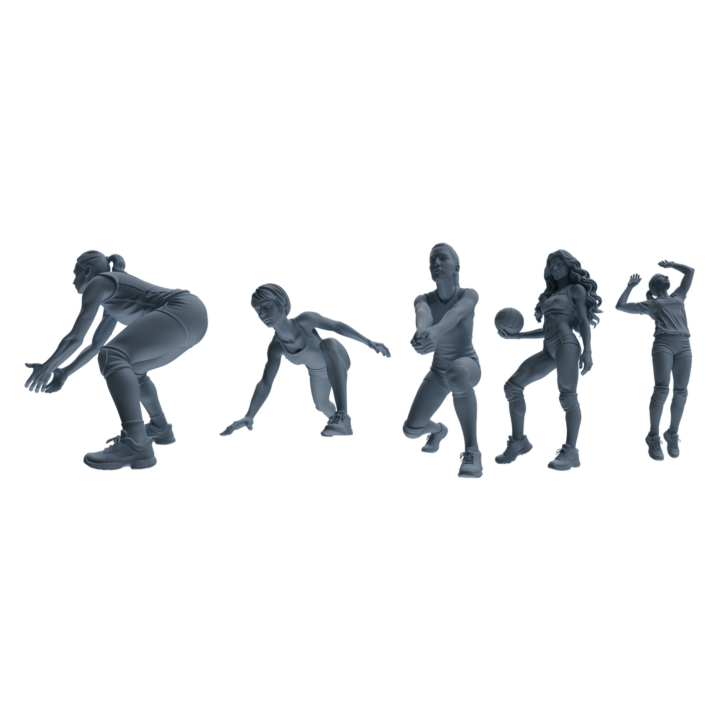 MRY-SFW LYTR823 Female Volleyball Player Figure Modern Model 5 pcs Miniature Car Diorama Figures Scene Props Accessories Resin