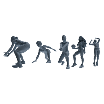 MRY-SFW LYTR823 Female Volleyball Player Figure Modern Model 5 pcs Miniature Car Diorama Figures Scene Props Accessories Resin