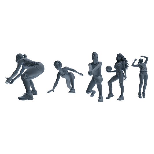 MRY-SFW LYTR823 Female Volleyball Player Figure Modern Model 5 pcs Miniature Car Diorama Figures Scene Props Accessories Resin