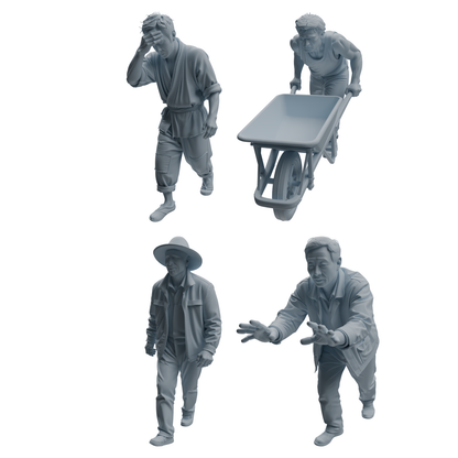 MRY-SFW LYTR996 Working Laborer Character Modern Model 4 pcs