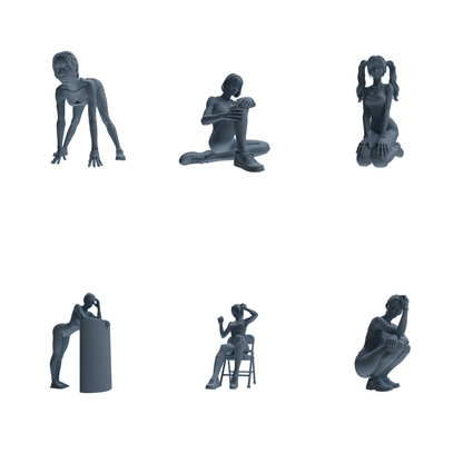 MRY-SFW LYTR832 Resting Female Athlete Figure Modern Model 6 pcs Miniature Car Diorama Figures Scene Props Accessories Resin