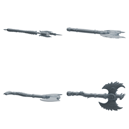 MRY-SFW LYGS431 Feather Decorative Axe and Spear Weapon Modern Model 4 pcs