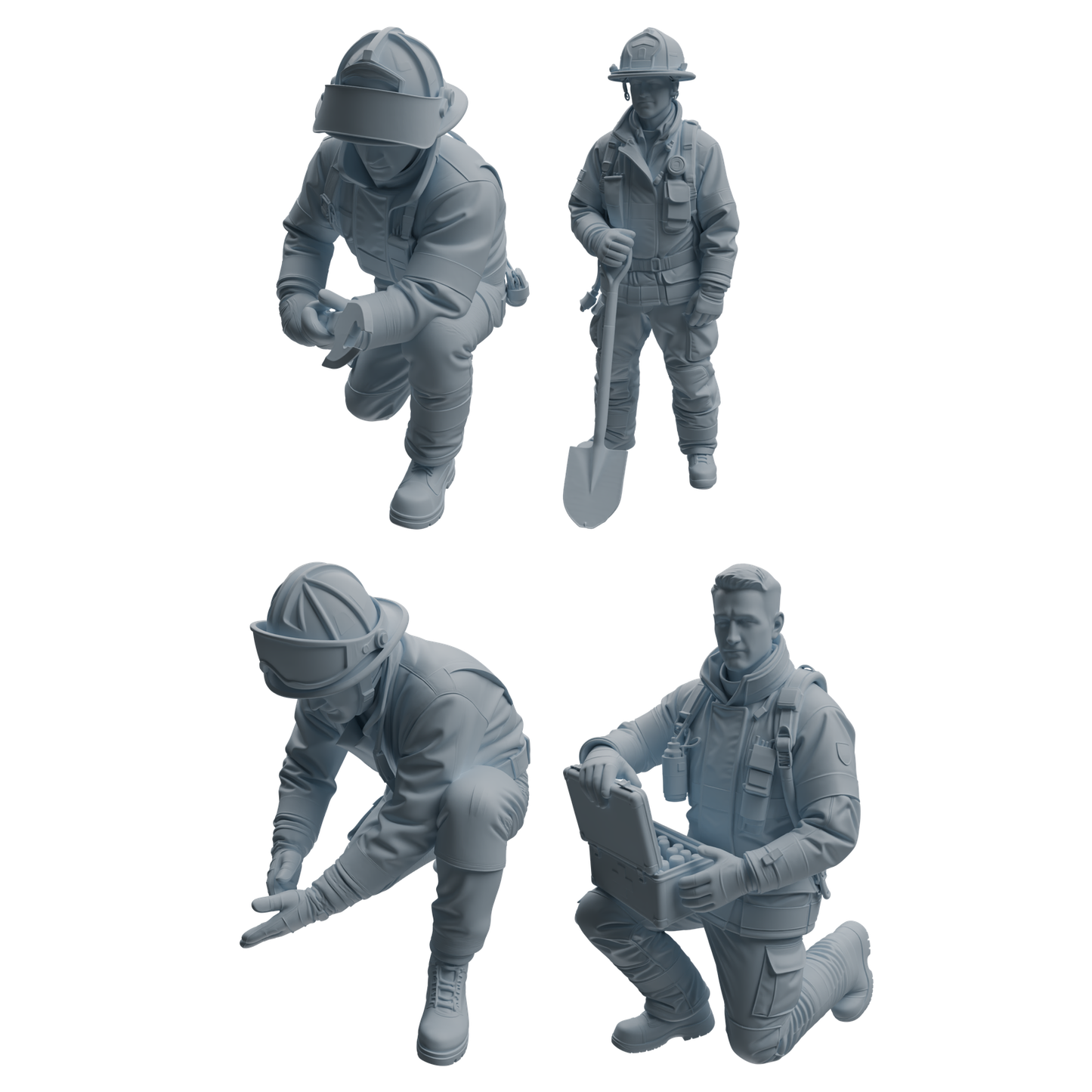 MRY-SFW LYTR1064 Firefighter with Equipment Character Modern Model 4 pcs