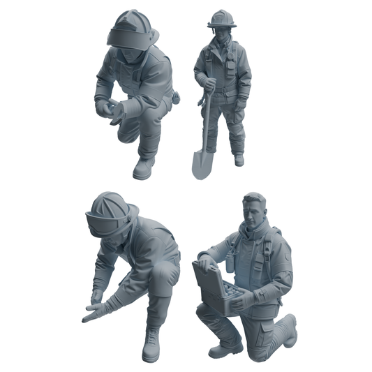 MRY-SFW LYTR1064 Firefighter with Equipment Character Modern Model 4 pcs