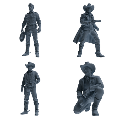 MRY-SFW LYTR918 Western Cowboy Sheriff Multi-pose Modern Model 4 pcs