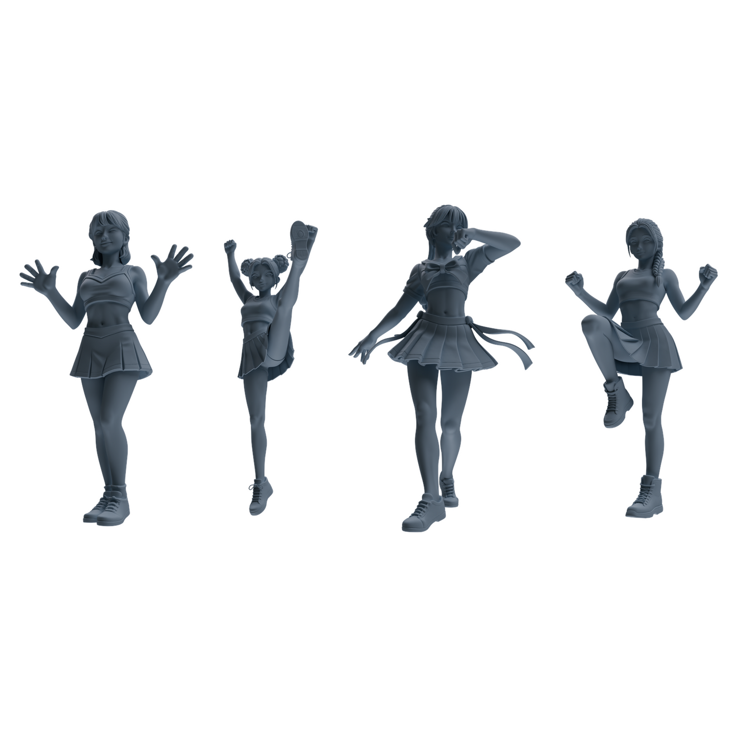 MRY-SFW LYTR864 Cheerleader Girl Figure Modern Model 4 pcs Miniature Car Diorama Figures Scene Props Accessories Resin