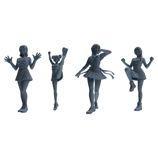 MRY-SFW LYTR864 Cheerleader Girl Figure Modern Model 4 pcs Miniature Car Diorama Figures Scene Props Accessories Resin