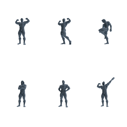 MRY-SFW LYTR829 Male Bodybuilder Figure Modern Model 6 pcs Miniature Car Diorama Figures Scene Props Accessories Resin