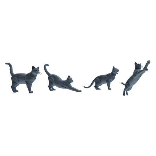 MRY-SFW LYTR844 Cat Pose Model 4 pcs Miniature Car Diorama Figures Scene Props Accessories Resin
