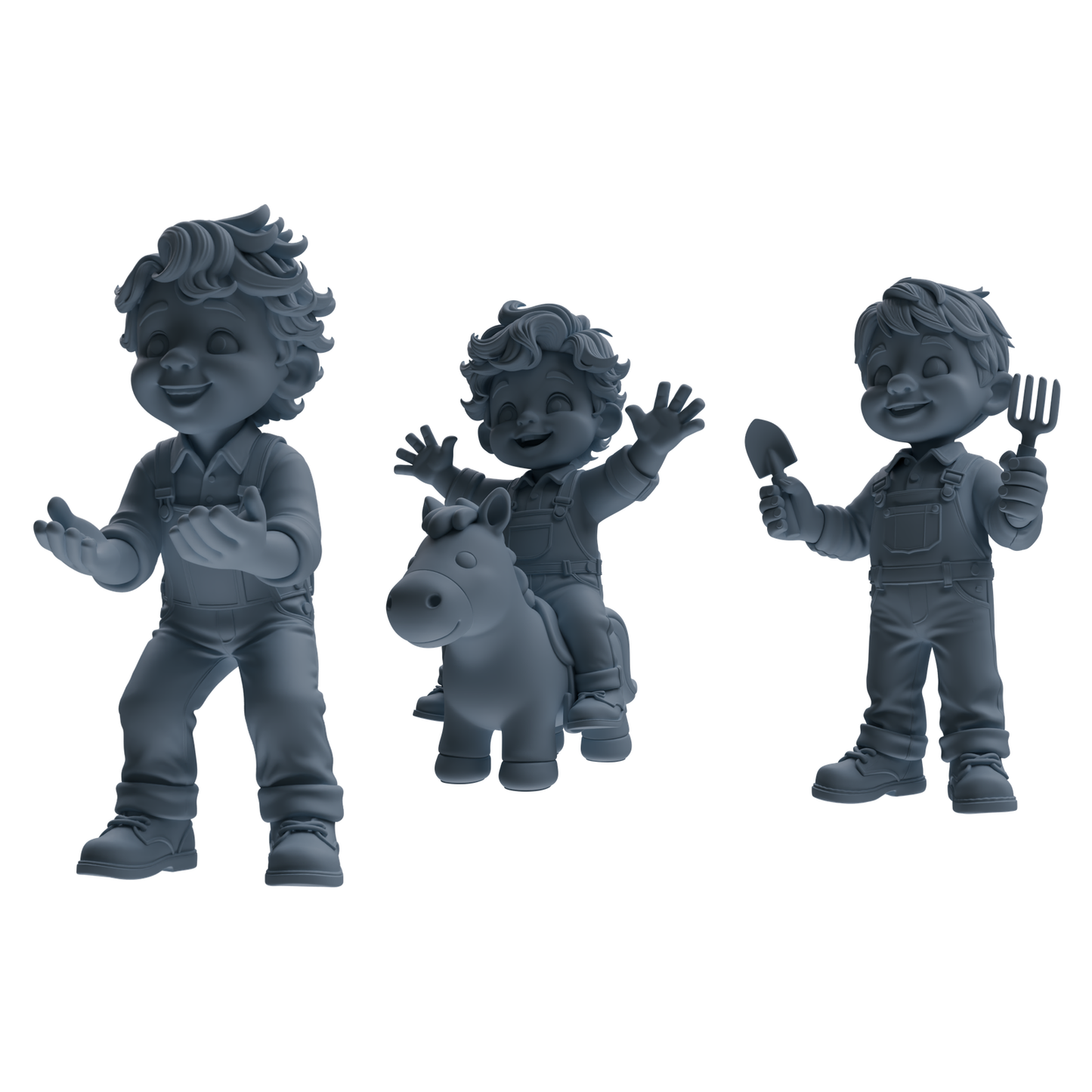MRY-SFW LYTR920 Cartoon Farm Boy Multi-pose Modern Model 3 pcs