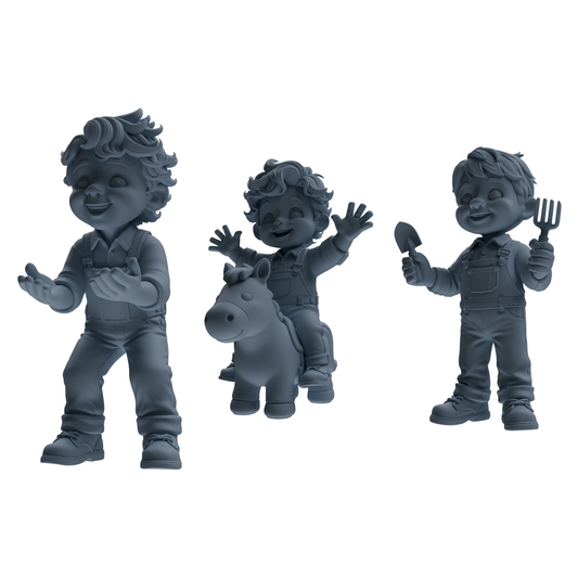 MRY-SFW LYTR920 Cartoon Farm Boy Multi-pose Modern Model 3 pcs