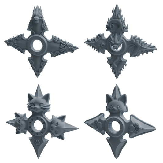 MRY-SFW LYGS445 Dragon & Cat Pattern Shuriken Modern Model 4 pcs