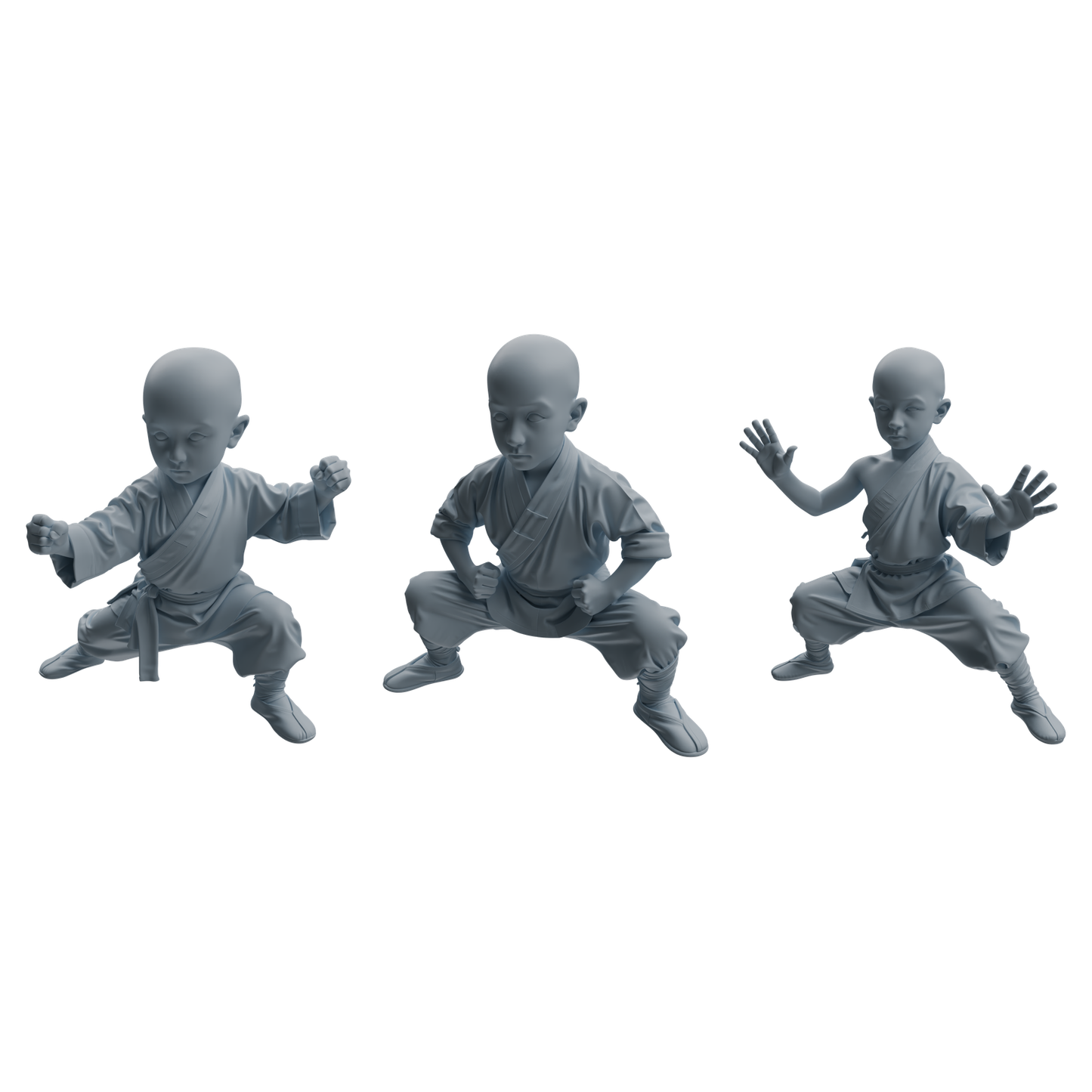 MRY-SFW LYTR1079 Kung Fu Pose Little Monk Character Modern Model 3 pcs